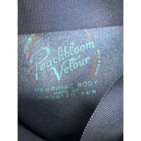 Vintage Mr John Navy Blue Pill Box Hat Pink Satin Bow Peachbloom Velour Fur Felt - Picture 5 of 6